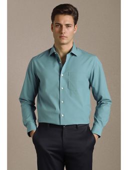 Louis Philippe - Teal Solid/Plain Full Sleeves Formal Shirt