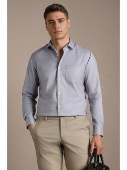 Louis Philippe - Grey Solid/Plain Full Sleeves Formal Shirt