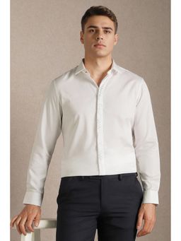 Louis Philippe - White Solid/Plain Full Sleeves Formal Shirt