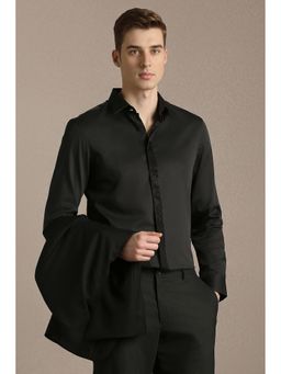Louis Philippe - Black Solid/Plain Full Sleeves Formal Shirt