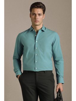 Louis Philippe - Blue Solid/Plain Full Sleeves Formal Shirt