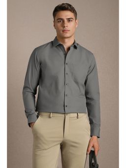 Louis Philippe - Grey Solid/Plain Full Sleeves Formal Shirt
