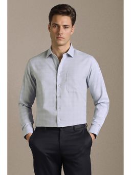 Louis Philippe - Blue Textured Full Sleeves Formal Shirt