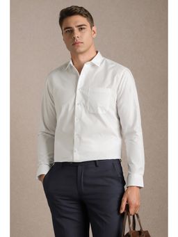 Louis Philippe - White Solid/Plain Full Sleeves Formal Shirt