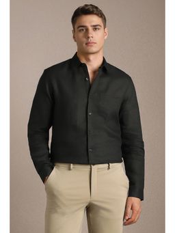Louis Philippe - Black Solid/Plain Full Sleeves Formal Shirt