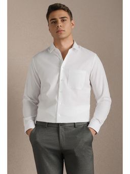 Louis Philippe - White Solid/Plain Full Sleeves Formal Shirt
