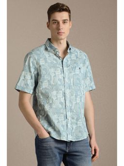 Louis Philippe - Blue Printed Half Sleeves Casual Shirt