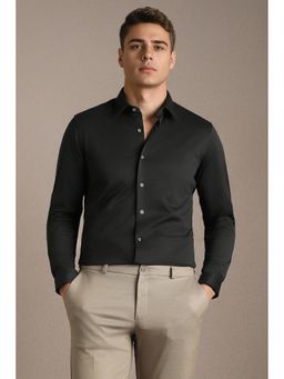 Louis Philippe - Black Solid/Plain Full Sleeves Formal Shirt
