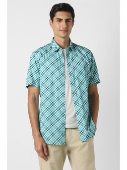 Peter England - Blue Checks Half Sleeves Casual Shirt