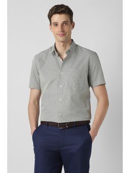 Peter England - Grey Stripes Half Sleeves Formal Shirt