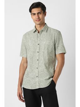Peter England - Green Abstract Half Sleeves Casual Shirt