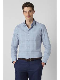Peter England - Blue Checks Full Sleeves Formal Shirt