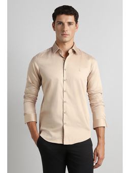 Simon Carter - Beige Solid/Plain Full Sleeves Casual Shirt
