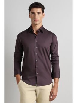 Simon Carter - Maroon Solid/Plain Full Sleeves Formal Shirt