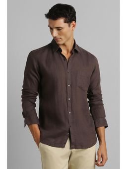 Simon Carter - Brown Textured Full Sleeves Casual Shirt