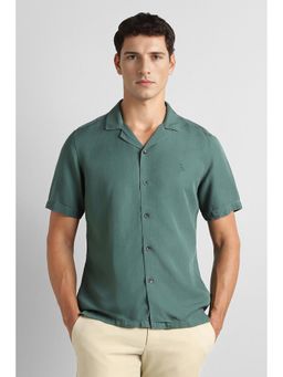 Simon Carter - Green Solid/Plain Half Sleeves Casual Shirt