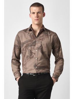 Van Heusen - Brown Printed Full Sleeves Formal Shirt