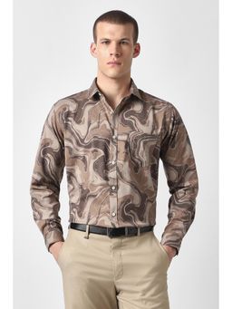 Van Heusen - Beige Abstract Full Sleeves Formal Shirt