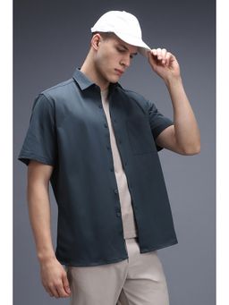 Van Heusen - Blue Solid/Plain Half Sleeves Casual Shirt