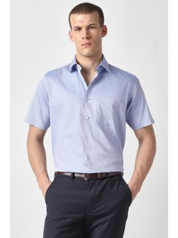 Van Heusen - Blue Solid/Plain Half Sleeves Formal Shirt