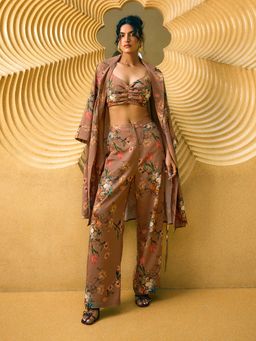 House of Fett - Magnolia Adele Ruched Brown Crop Top