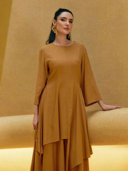 House of Fett - Buttery Caramel Asymmetric Brown Tunic