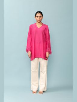 LABEL NAARITI - Arisha Pink Cotton Regular Top
