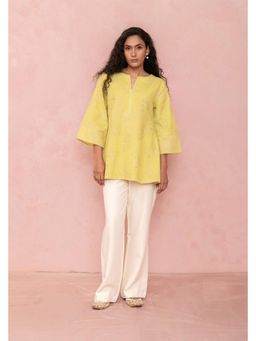 LABEL NAARITI - Ishra Yellow Cotton Regular Top