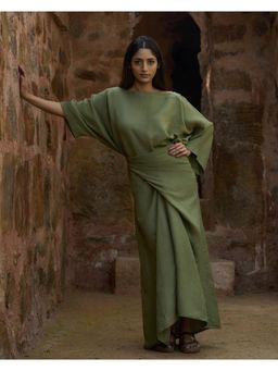 The Good Rebel - Althea Olive Solid Loose Fit Top