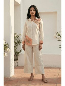 Western Era - Color-Block Shirt Embroidered Co-Ord Set With Pant