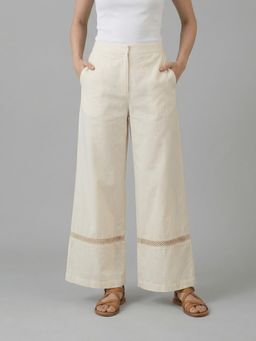 Western Era - Cream Flare Lace Designs Trouser