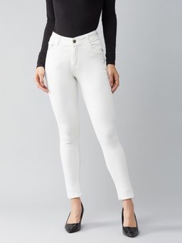 DOLCE CRUDO - Womens White Skinny High Rise Regular Stretchable Jeans