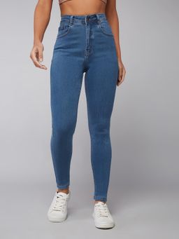DOLCE CRUDO - Womens Blue Skinny High Rise Distressed Regular Jeans
