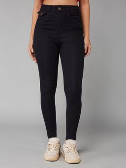 DOLCE CRUDO - Womens Black Skinny High Rise Regular Stretchable Jeans