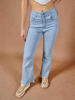 DOLCE CRUDO - Womens Light Blue Boot Cut High Rise Stretchable Jeans