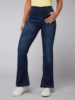 DOLCE CRUDO - Womens Blue Bootcut Mid Rise Regular Stretchable Jeans