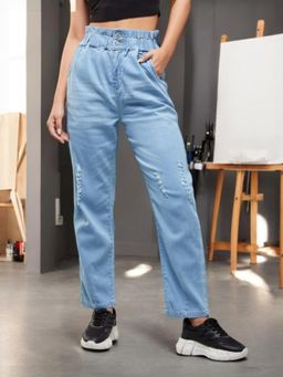 DOLCE CRUDO - Womens Light Blue Moms Stretchable Jeans