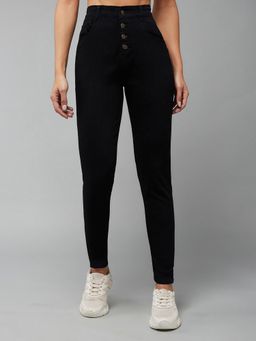 DOLCE CRUDO - Womens Black Skinny Fit High Rise Regular Stretchable Jeans