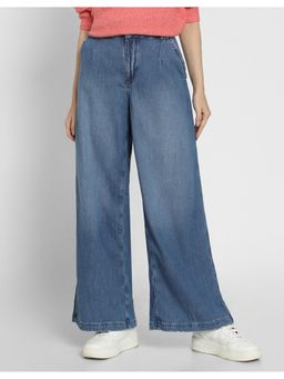 American Eagle - Womens Blue Stretch Super High Waist Wide Leg Jeans