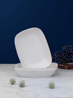 Vola - Pristine Gold Rim Big Rectangle Bowl 17Cm (Pack of 2)