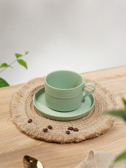 Vola - Vogue Cup & Saucer Stroke Moss (Pack of 2)