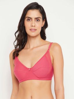 Clovia - Cotton Spandex Solid Non-Padded Full Cup Wire Free Everyday Bra - Dark Pink