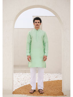 HOUSE OF KARI - Men's In Jacquard Lime Green Kurta