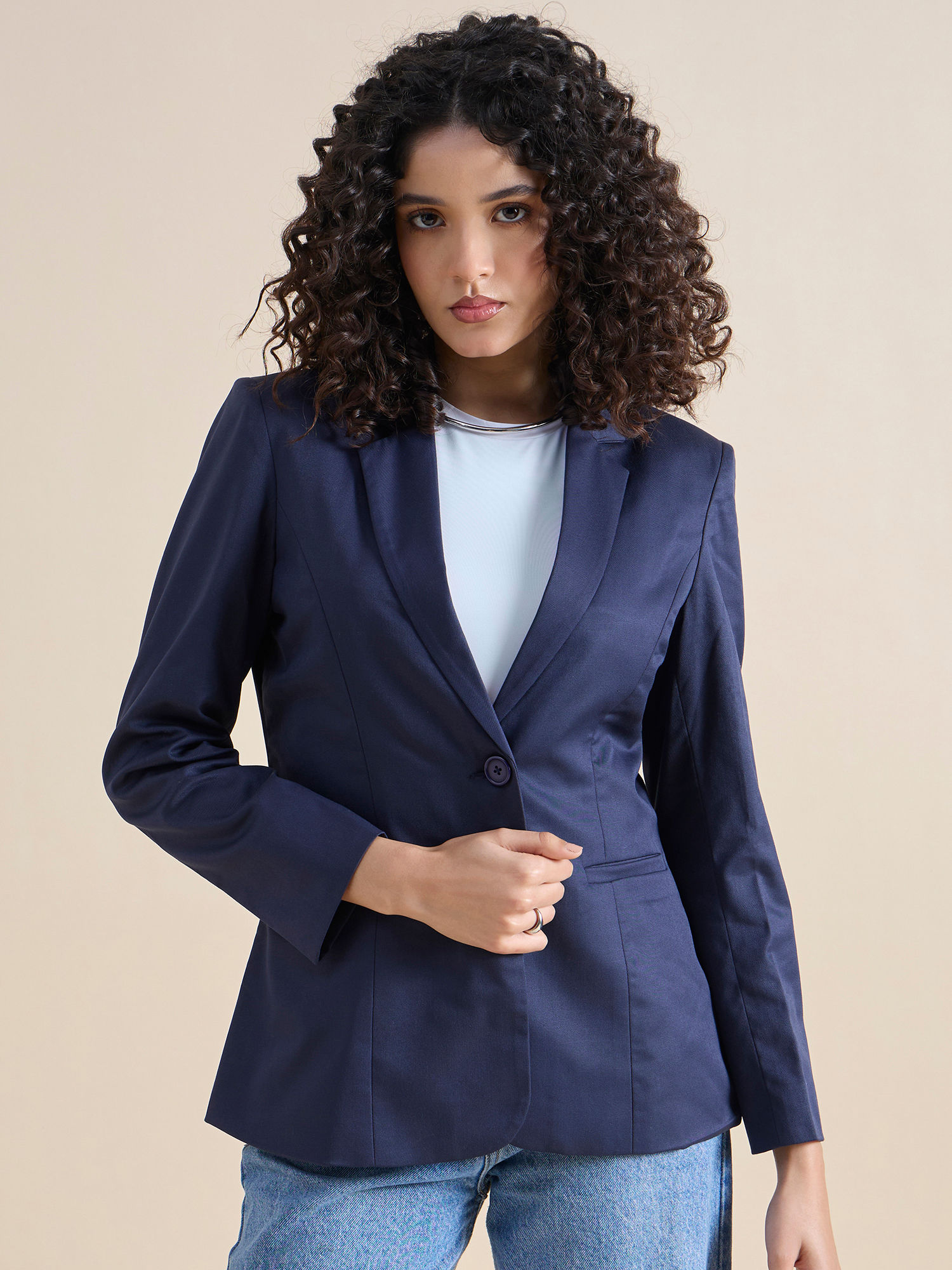powersutra Women Blue Solid Single Breasted Formal Blazer-picture-36
