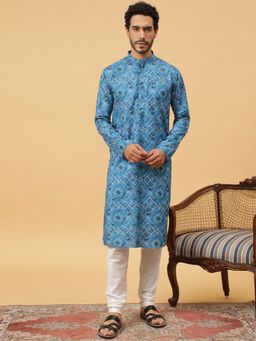 TABARD - Cotton Printed Blue Ethnicwear Men Kurta