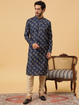 TABARD - Cotton Printed Blue Ethnicwear Men Kurta