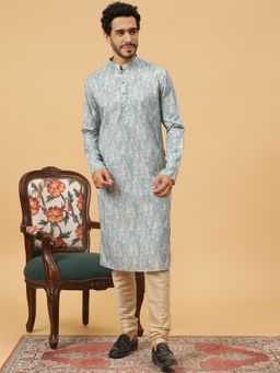 TABARD - Cotton Printed Blue Ethnicwear Men Kurta