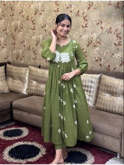 Gahan - Womens Viscose Rayon Embroidered Anarkali Kurta with Pant