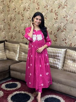 Gahan - Womens Viscose Rayon Embroidered Anarkali Kurta with Pant