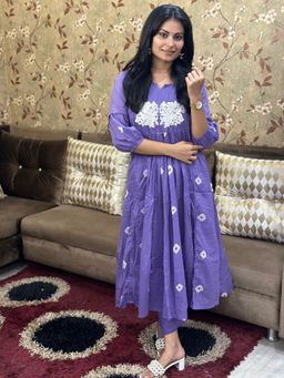 Gahan - Womens Viscose Rayon Embroidered Anarkali Kurta with Pant